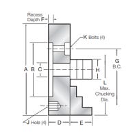 4 Jaw SG Iron Independent Chucks, 1 Piece Jaw SG Iron - 9500 (Pratt Burnerd) - 0